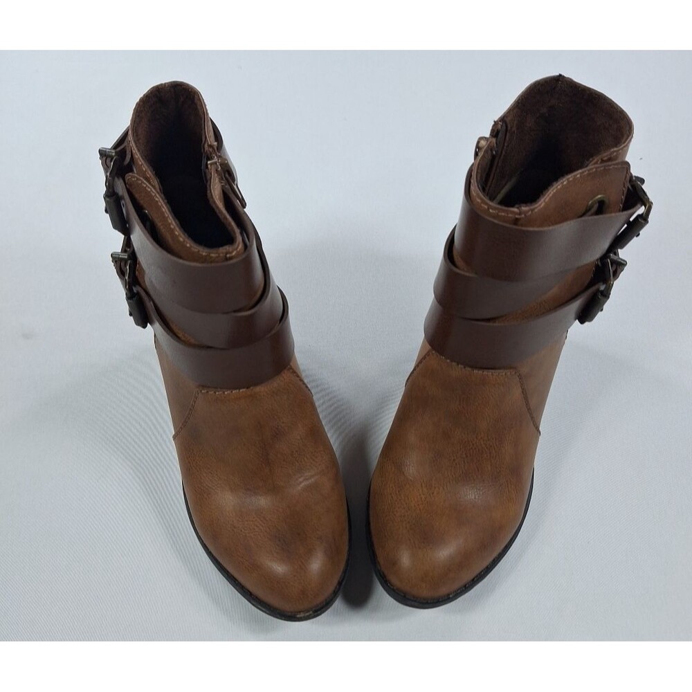 Blowfish Brown Faux Leather Zip-Up Boots Women Size 7.5 Brown Sworn Bootie - Picture 12 of 14